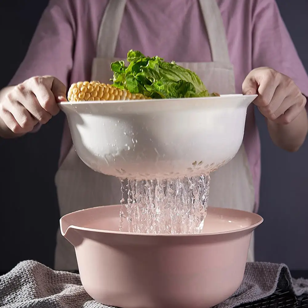 

Multi-function Double Layer Drip Dry Storage Vegetables Fruit Drain Basket For Kitchen Washing Strainer Basket Dropshipping