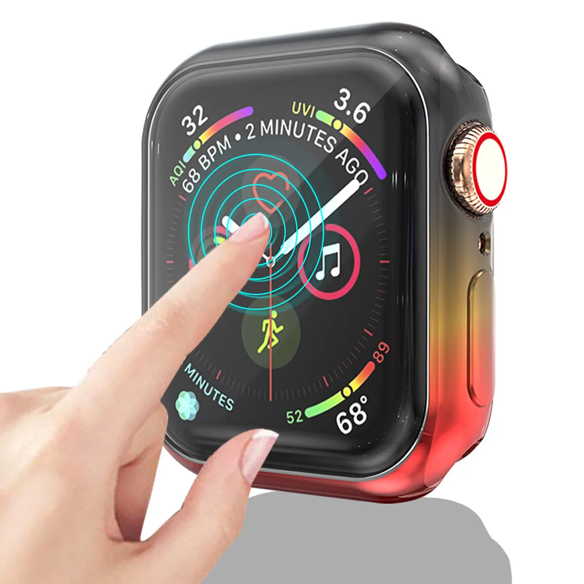 Защитный чехол для Apple Watch 4 5 360 тонкий градиентный ТПУ чехол Защита экрана для iWatch 42 мм 38 мм 44 мм 40 мм водонепроницаемый корпус