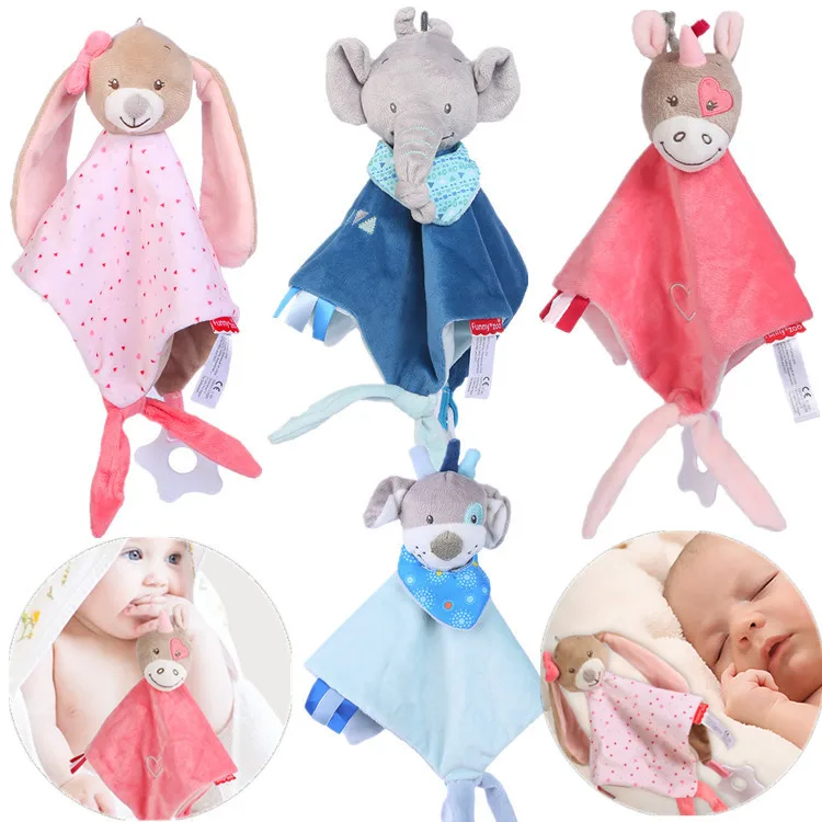 

Cartoon Baby Infant Animal Elephant Soothe Appease Towel Teether Soft Plush Pacify Appeasing Puppy Towel Soothing Baby Plush Toy