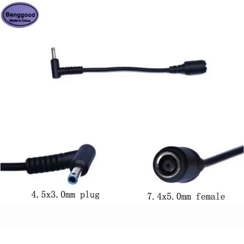 

DC 7.4*5.0mm Female to 4.5*3.0mm Central Pin Male Plug Connector Power Cable Cord Charger Adapter for Dell Laptop Power Supply