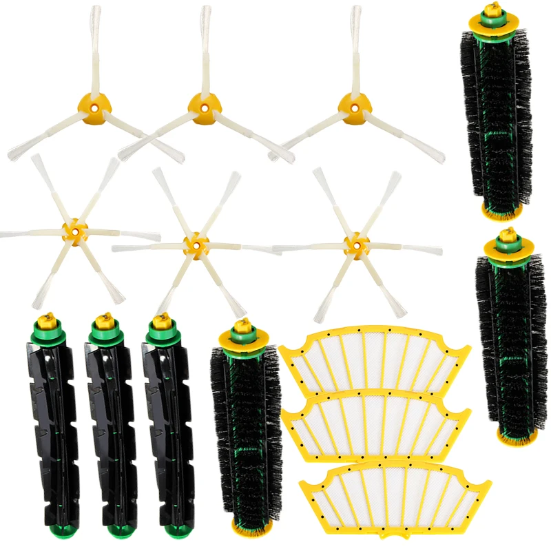 

3*Hair Brushes Accessories Vacuum Cleaner Kit For Irobot Roomba 500 510 530 532 535 Series Rubber Brushes Tools Parts