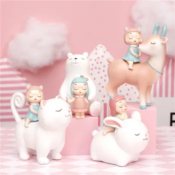 

Cute Fairy Girl Statue Fairy Tale Animal Figurine Home Decor Ornaments Resin Crafts Creative Gift for Girl