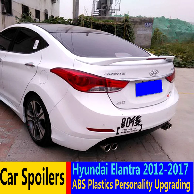 for Hyundai Elantra spoiler 2012 2017 with LED light ABS material car