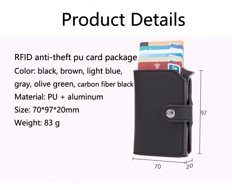 RFID минималистичный банковский держатель для карт, Противоугонный металлический алюминиевый кошелек, мини мужской и женский черный бизнес чехол для кредитных карт