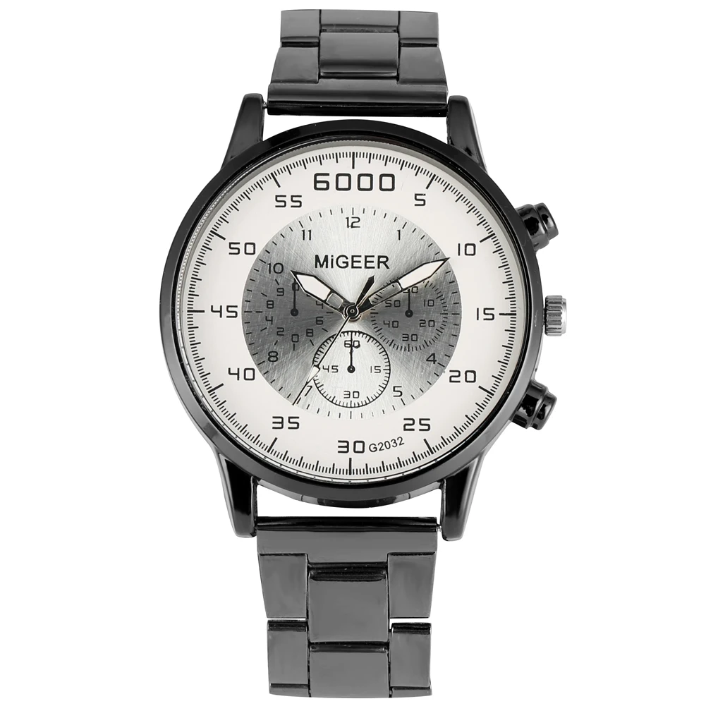 

Classic Stainless Steel Strap Watch for Men Quartz Analog Clock White Dial with Luminous pointers Wristwatch Male herren uhren