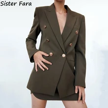 Sister Fara – Blazer à Double boutonnage pour femme, élégant et décontracté, Long, Slim, automne hiver, 2021