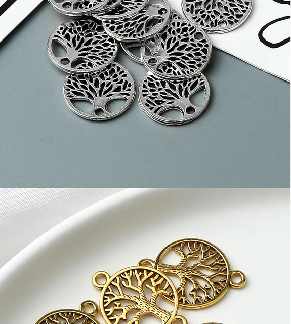 50 Ciondoli Albero Della Vita In Acciaio Inossidabile - Per Creare Gioielli Fai-da-Te, Portachiavi E Regali