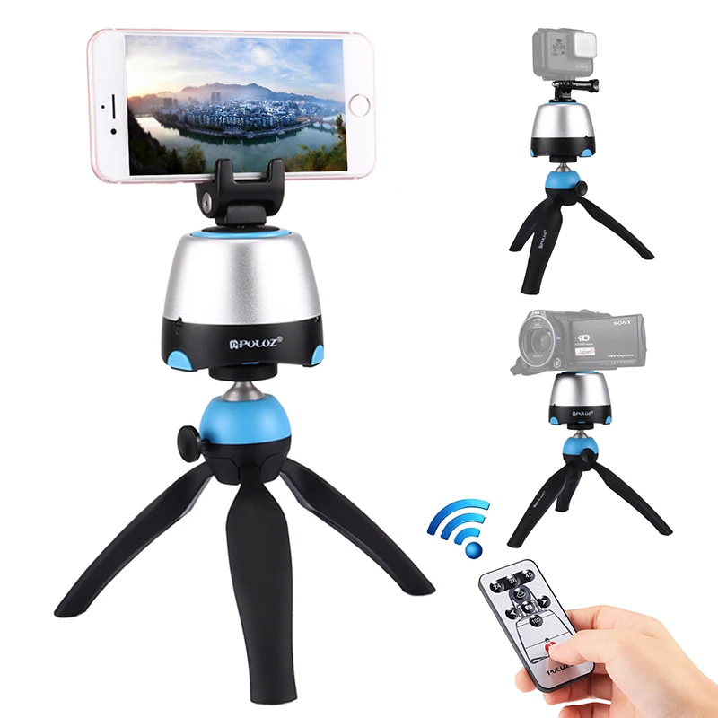 

PULUZ 360 Degree Rotation Panoramic Head with Remote Controller &Tripod Mount &Phone Clamp for Smartphones GoPro DSLR Vlog video