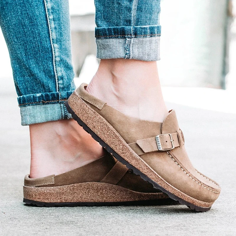 

Summer Retro Casual Flat Shoes Women Slip On Shoes Cork Sandals Buckle Strap Flat Shoes Peas Shoes Ladies Slippers Q30