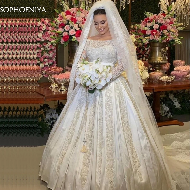 Новое поступление свадебное платье цвета слоновой кости с длинным рукавом Vestido de noiva платье невесты Плюс Размер Свадебные платья Robe de mariee
