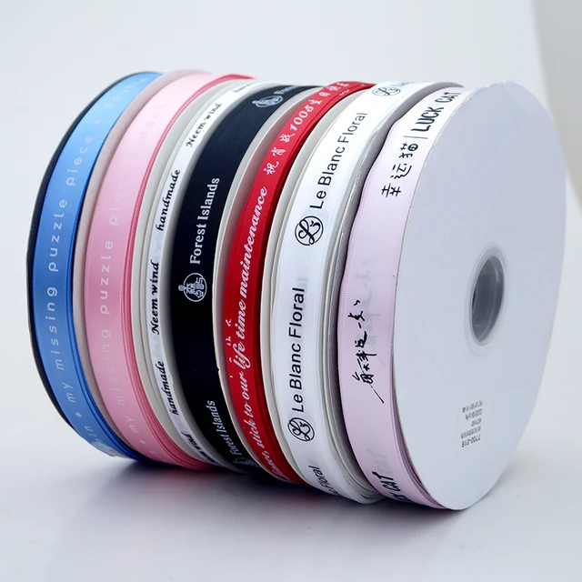 HAOSIHUI 6mm-100mm ruban plat imprimé personnalisé Logo personnalisé ruban en Polyester rubans de Satin d'anniversaire de mariage 100 yard/lot 4