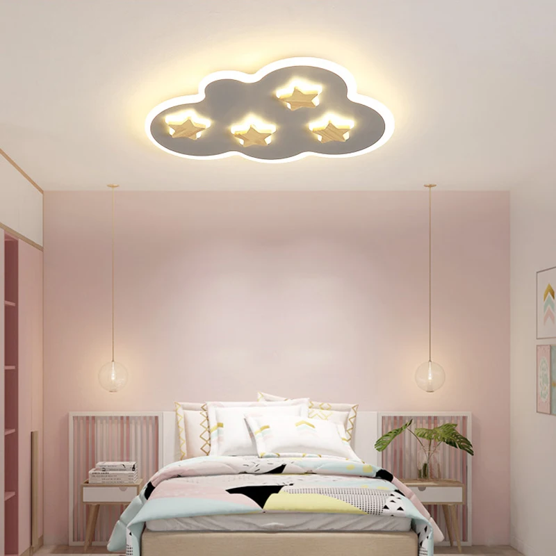 Children's room lamp cloud stars led ceiling lamp Warm girl boy room bedroom lamp modern cartoon ceiling lamp