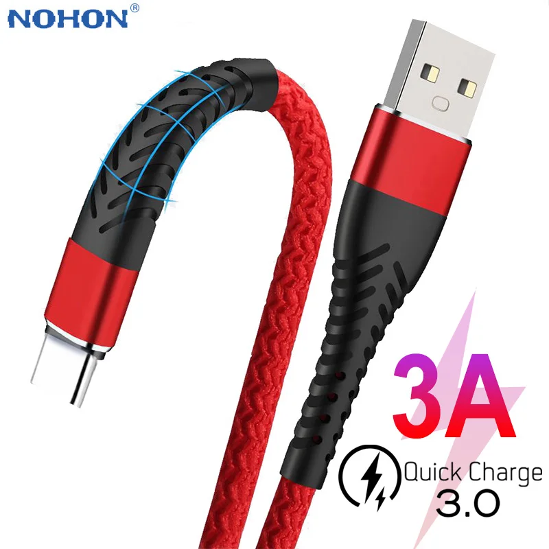 Зарядный кабель USB Type C для Samsung S9 S10 Xiaomi mi 9 Note 7 8 10 K20 Pro USBC TypeC провод быстрой зарядки
