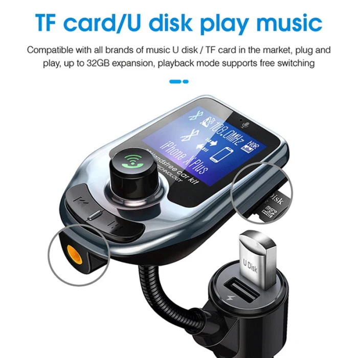 Беспроводной Bluetooth fm-передатчик MP3 радио адаптер автомобильный комплект USB зарядное устройство Suppor tf-карта ND998
