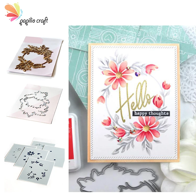 Floral Cutting Die and Stencil Set for Scrapbooking and Card Making