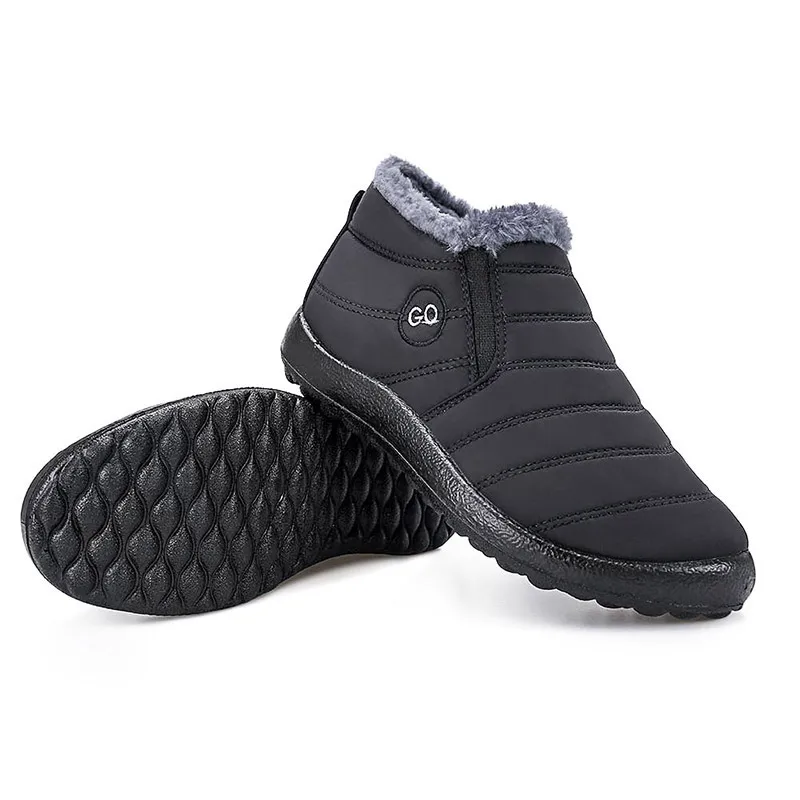 Black(GO) Women snow boots new waterproof winter boots women shoes solid casual shoes woman keep warm plush winter shoes women boots - Цвет: Black(GO)