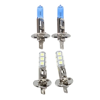 

2 xH1 Xenon Hid Super White Headlight Bulbs Bulb Car & 2 pcs Auto light headlight lamp H1 white 13 SMD 5050 LED chips