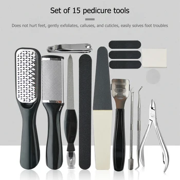 

15pcs Foot Manicure Set Peeling Foot Dead Hard Skin Callus Remover Pedicure Scraper Foot Care Kit
