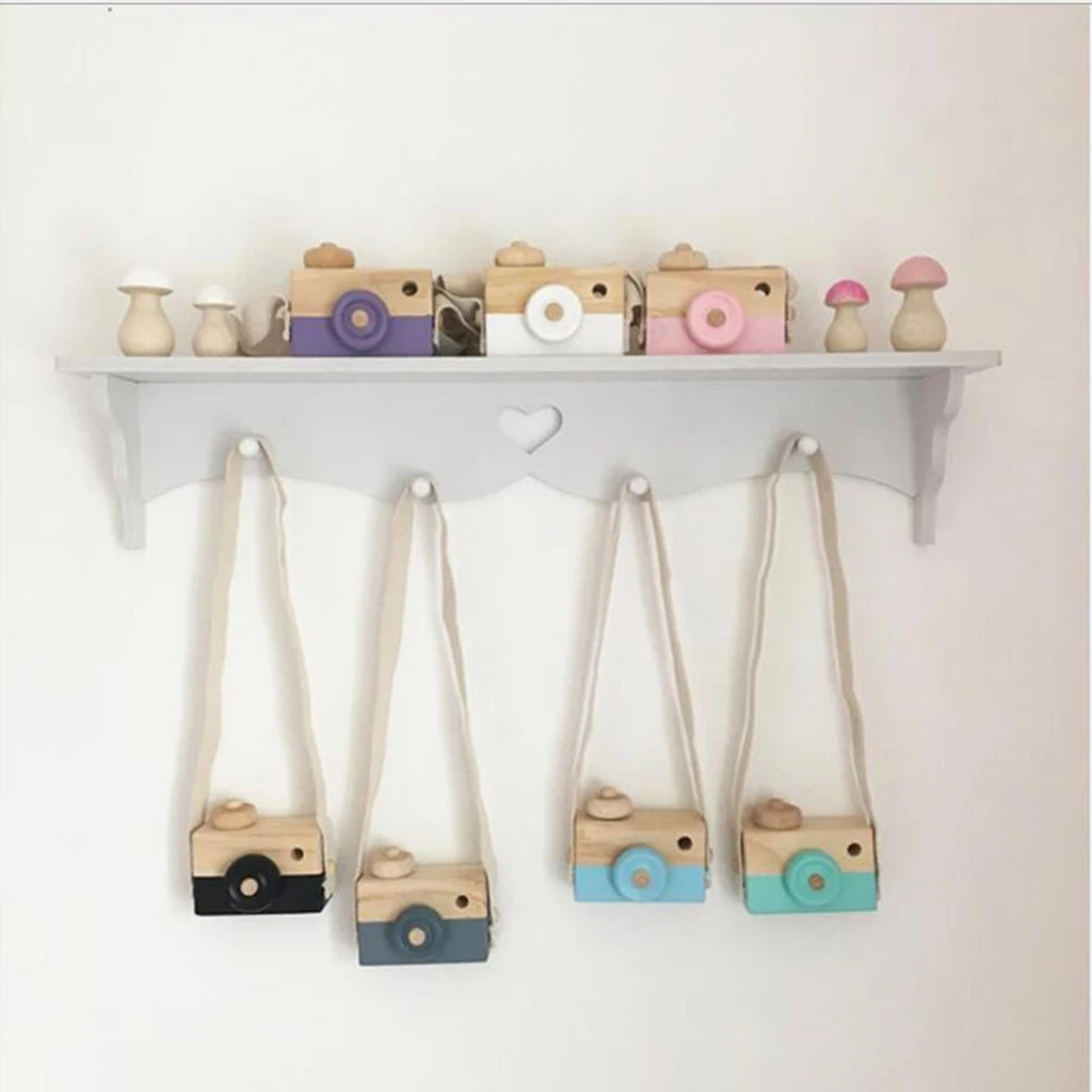 Wooden Mini Camera Toy Kids Nursery Room Hanging Decor Portable Toy Gift, 6 Colors for Choose
