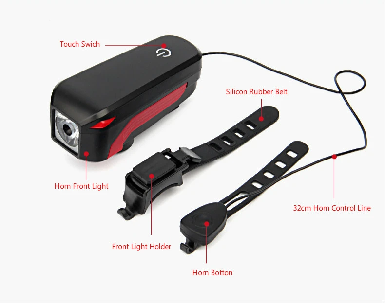 Top XC USHIO Bicycle Light Waterproof USB Rechargeable Bike Warning Flashlight 350 Lumen 140dB Bicycle Bell Bicycle accessories 14