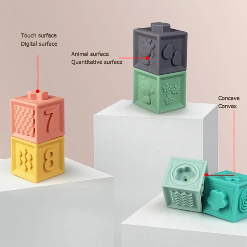 Educational 12pcs/set Baby Grasp Toy Building Blocks 3D Touch Hand Soft Balls Baby Massage Rubber Teethers Squeeze Toy Bath Toys