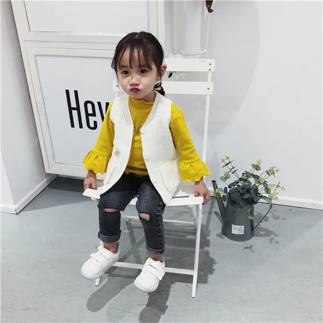 Осень стиль Южная Корея агенты по закупкам для мужчин и женщин детская одежда детский трикотажный жилет Маленькая детская куртка