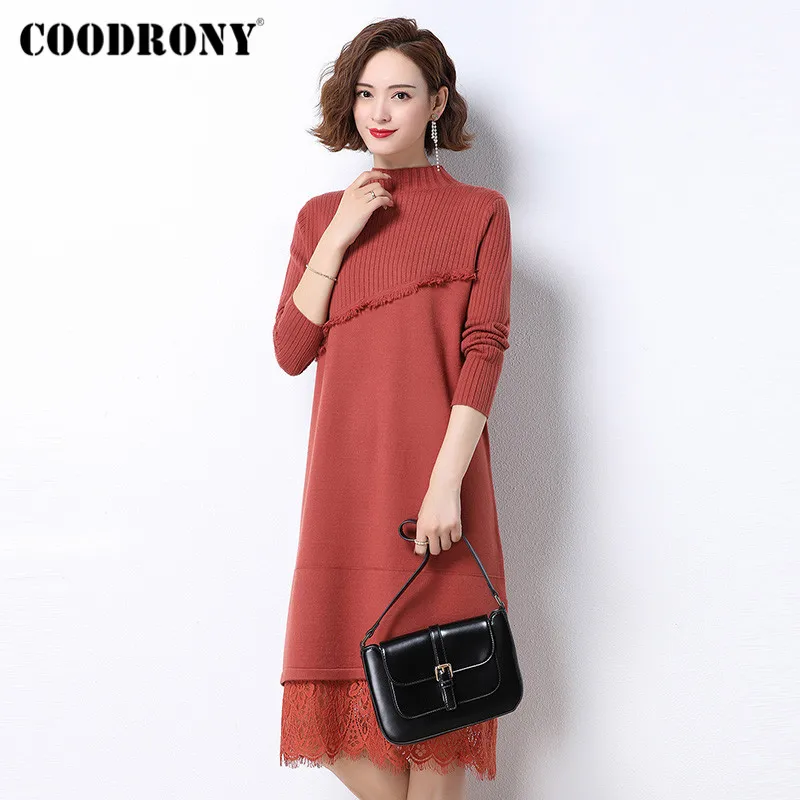 

COODRONY Brand Elegant Streetwear Wool Long Women Sweaters 2020 Outdoor Casual Stand Collar Knitting Slim Jumpers Female W1123