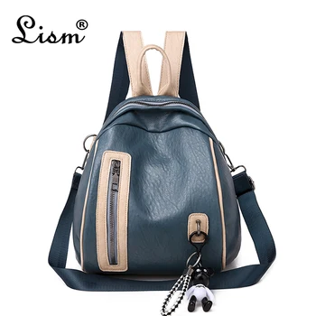 

Women's Casual PU Leather Shoulder Bag Women's Patchwork Travel Backpack College Paneled Anti-theft School Backpack Bags for Tee