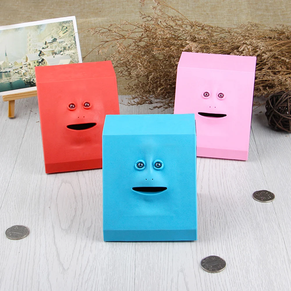 New Cute Face Bank Money Safe Box Piggy Banks Eats Sensor Coin Box For Money Saving Creative Safes