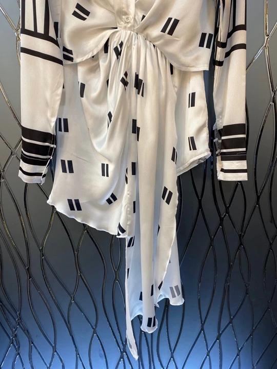 The new autumn and winter women's lapel was thin waist print dress kink 1207