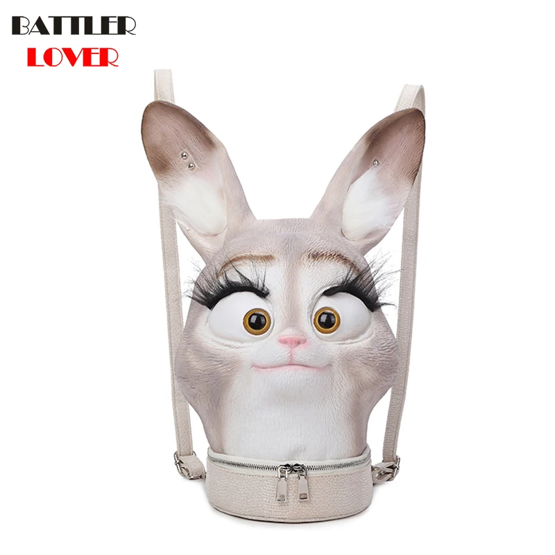 2019 Women Backpack 3D Emboss Rabbit Soft lLady Leather Backpacks Sweet Teenager Leisure Party Cute Bag Female Mujer Bagpack