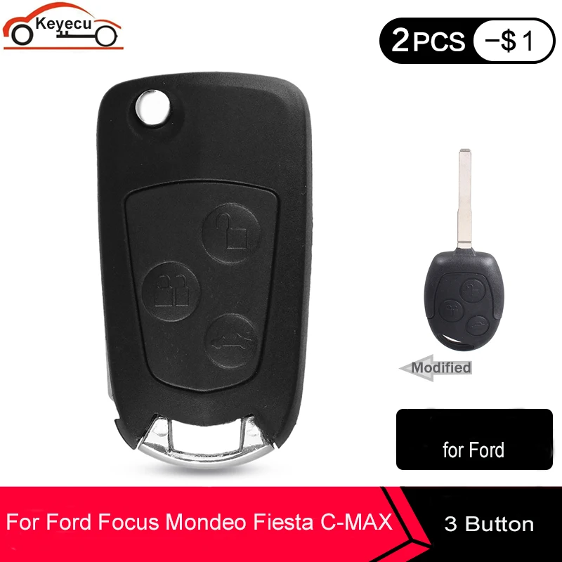 Модифицированный чехол KEYECU для телефона с 3 кнопками брелок HU101 Ford Focus Fusion