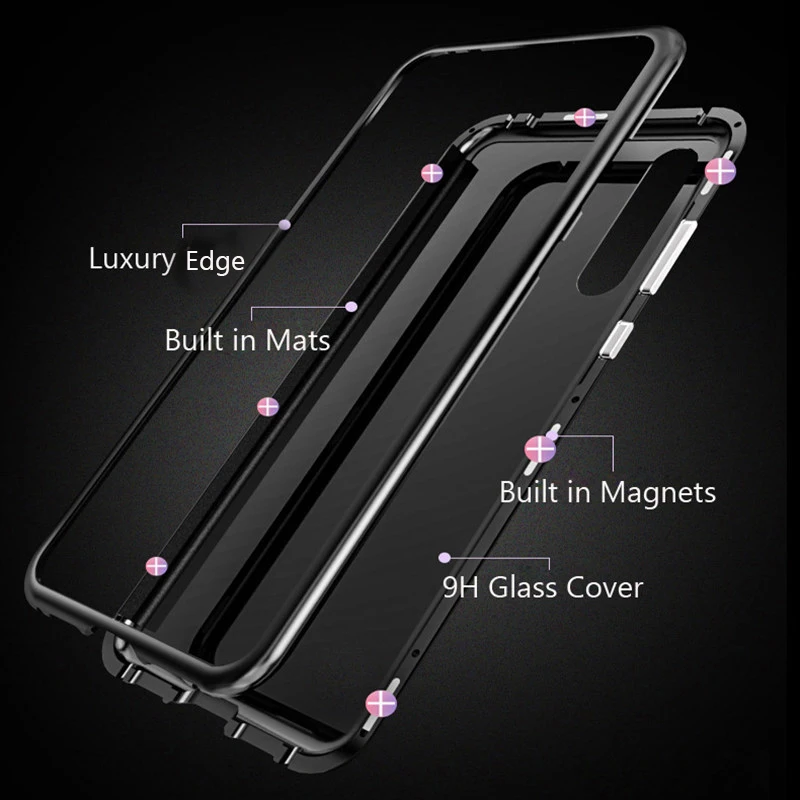 360 металлический магнитный чехол для Redmi Note 7, магнитная рамка-бампер, защитный чехол из закаленного стекла для Xiaomi Redmi K20 Note 5 6 Pro