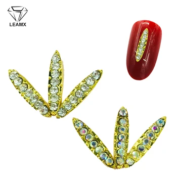 

LEAMX 10pcs Strip Shiny Rhinestones Nail Metal Charms Crystal Japanese Nail Art Decorations Nails Jewelry Manicure Stone L552