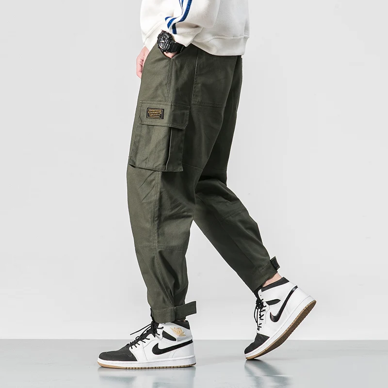 Men Trousers Cotton Multi-pocket Elastic Waist Design Harem Pant Street Punk Hip Hop Casual