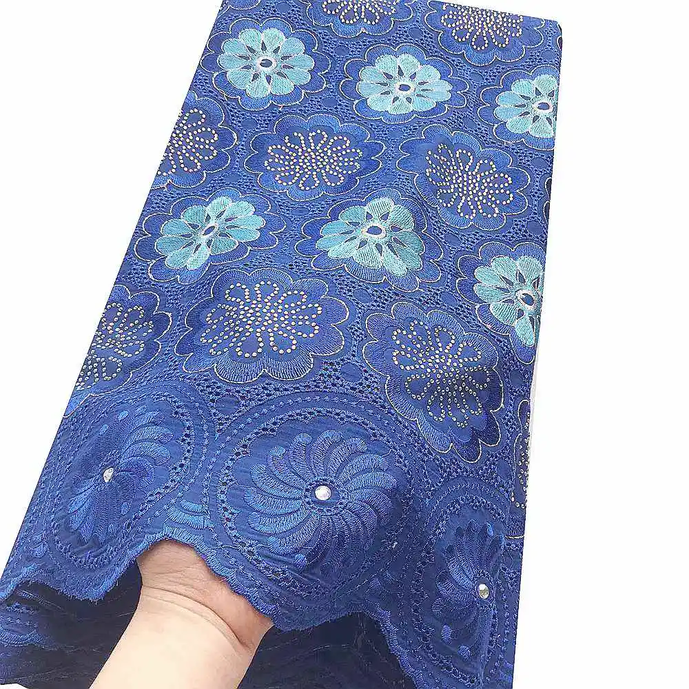 Royal blue Последние вуаль нигерийские кружевные ткани Вышивка Королевский синий Золотая кружевная ткань Дубай, Африканский стиль хлопок кружевная ткань для платья - Цвет: Royal blue