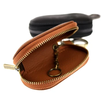 

KUKAKEY Top Quality Leather Key Wallet Men Women Car Key Case Cover For Mercedes benz Key Housekeeper Mini Bag Zipper Key Cover