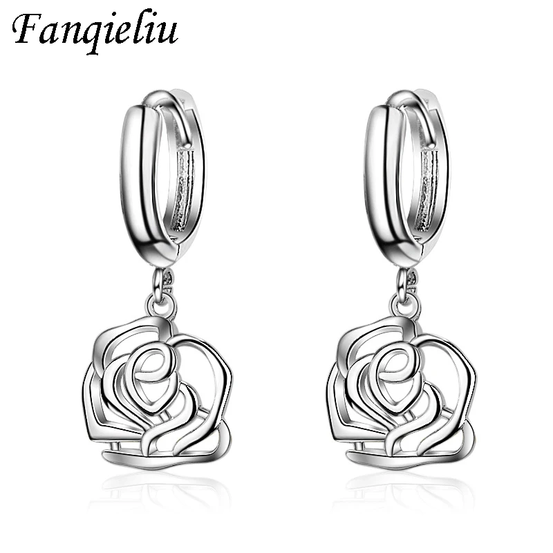 

Fanqieliu 925 Sterling Silver Drop Earrings For Women Vintage Flower Plant Earring Dangle Earrings For Woman FQL20428