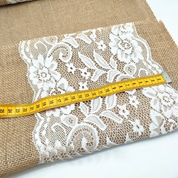 

Hessian Lace Table Runners Runner Jute Burlap Sewed Edge 30*108CM Wedding Decors
