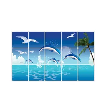 Waterproof bathroom kitchen wall sticker ocean deep water sea home decor stickers dolphin fish decorative decal mural kids room