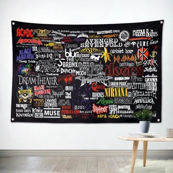 

Rock Band Hanging Art Waterproof Cloth Polyester Fabric 56X36 inches Flags banner Bar Cafe Hotel Decor