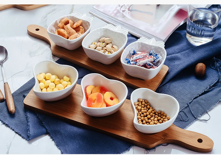 Japanese-style Ceramics Splitter Dried Fruit Nut Dish Household Restaurant Hotel Snack Dessert Dessert Plate Suit Sauce Dish