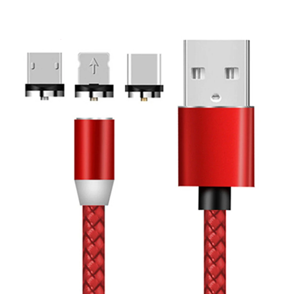 3 в 1 Магнитный usb Мобильный кабель для зарядки телефона 8Pin micro type-c USB кабель магнитный быстрое зарядное устройство магнитный usb зарядный кабель - Color: red