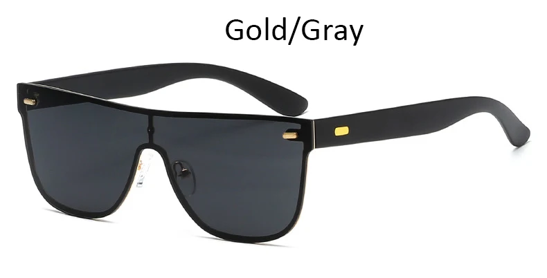 Gold Gray Зеркальные очки для женщин, модные брендовые солнцезащитные очки без оправы для женщин, винтажные очки в ретро стиле, квадратные роскошные черные очки - Цвет линз: Gold Gray