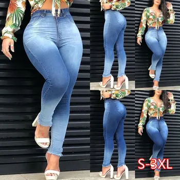

High Waist Denim Jeans For Women Slim Stretch Skinny Bodycon Jean Ladies Casual Plus Size Pencil Pants S-3XL
