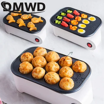 

DMWD Octopus Ball Maker Electric Taiyaki Machine Sausage Hotdog Eggs Omelette Grill Japanese Fish-Shape Cake Oven Baking Pan EU