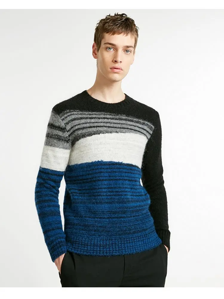 JackJones мужской шерстяной и альпака полосатый свитер пуловер Топ Мужская одежда 218425525