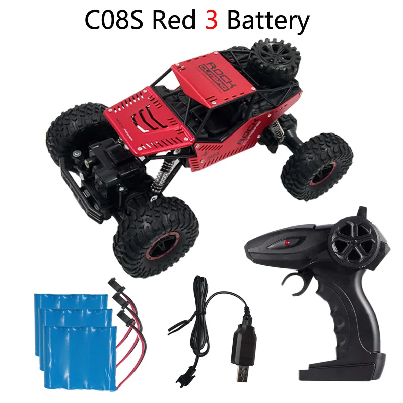 Red 3B Teeggi C08S игрушки на дистанционном управлении RC автомобиль 1:16 4WD скалолазание автомобиль Bigfoot внедорожник игрушка для детей подарок Двойные двигатели - Цвет: Red 3B