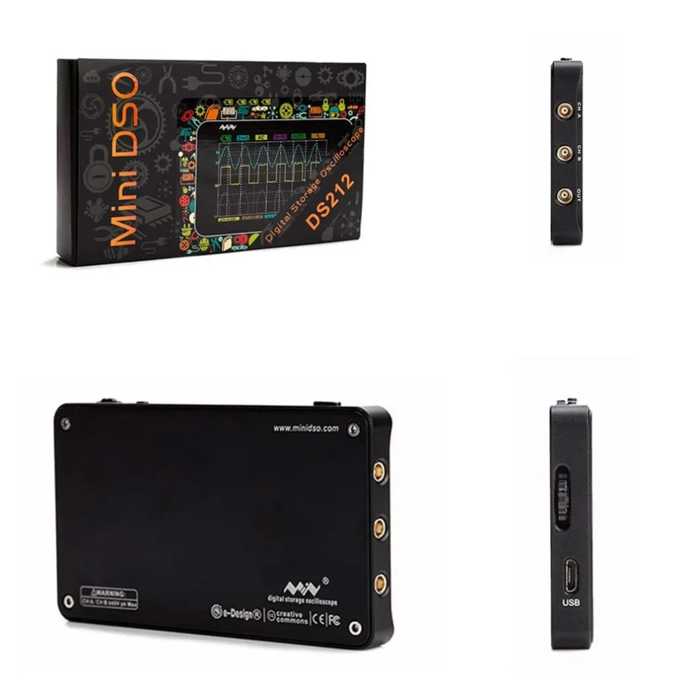 DS212 Портативный USB цифровой осциллограф Мини DSO Scope Meter 2-CH 1 МГц Карманный автомобильный Scopemeter набор