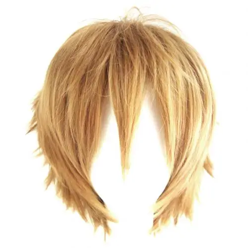 Compra online de Homens curtos e espetados em camadas de cabelo sintético  Halloween Anime Cosplay peruca peruca